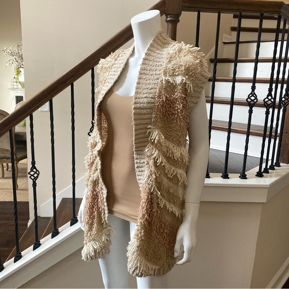 ANTHROPOLOGIE MOTH Quinta Boho Fringe Cardigan, X Small - Picture 2 of 10